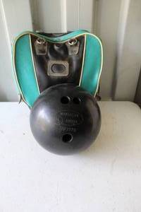 lot 167 image: Bowling ball and bag cannot find a size on it