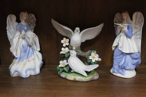 lot 201 image: Angel figures and doves figure