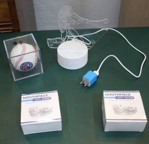 lot 223 image: spot lot baseball and baseball light and 2 mouthpieces