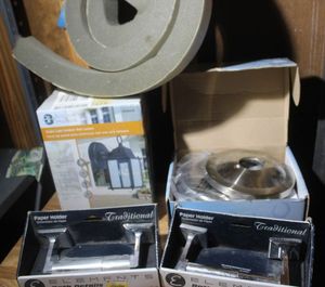lot 202 image: Toilet Paper Holders, Tub and Shower Faucet, Outdoor Light Fixture