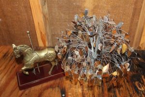 lot 337 image: Brass Carousel Horse and Tree with Brass Leaves