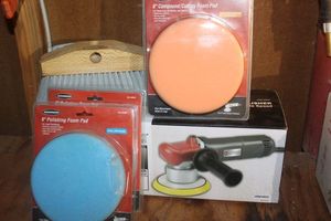 lot 348 image: 6 Dual Action Polisher with Foam Pads and Brush, Unused SIP