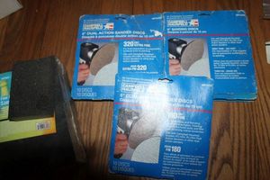 lot 271 image: Quantity of 6 Adhesive sandpaper and Package of Foam Sanding Blocks