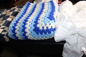 lot 370 image: Hand-made Quilt, Afghan, and Bed Ruffle