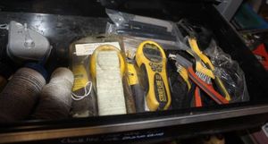 lot 420 image: Chalk Line And Chalk, 2 Laser Straight Lines, and Wire Brushes