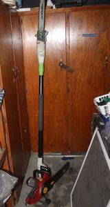 lot 426 image: Portland Pole Chain Saw, Hand Chain Saw, and Wood Splitter Iron