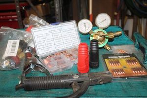 lot 437 image: Welding Gasses Gauge, Appears Unused, and other Welding Accessories, See Photos