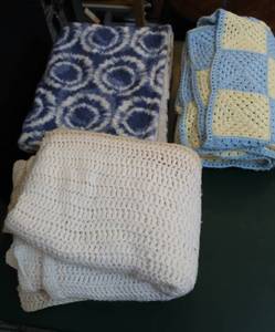 lot 55 image: Afghan throws and a throw blanket