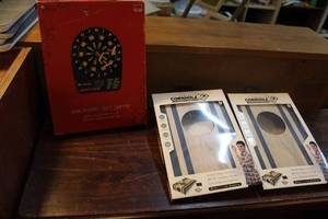 lot 151 image: Tabletop cornhole and small electric dart game