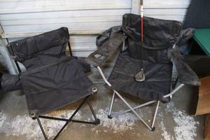 lot 165 image: To camping chairs and a golf club