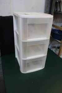 lot 168 image: Plastic three drawer with extra set of wheels