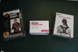 lot 223 image: Back brace  pasta support brace  silicone cupping jars