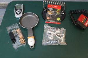 lot 241 image: Watch band small pan  round bacon press and more see pictures