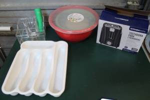 lot 244 image: Toaster silverware holderbowls and more see pictures