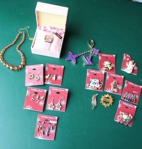 lot 267 image: Mary kay watch and earrings and brooches and more see pic.