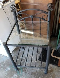 lot 276 image: metal frame table with glass top
