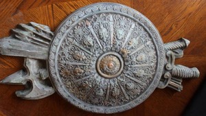 lot 294 image: porcelain decor has a small chip as seen in pic.