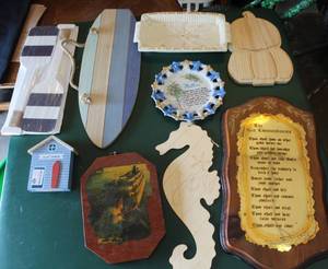 lot 300 image: deco lot surf lot and the 10 commandments plaque and more see pic.