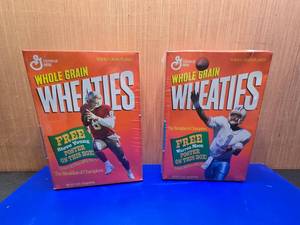lot 17 image: 2 Boxes of Sealed Wheaties. Steve Young & Warren Moon.