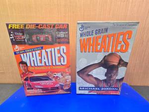 lot 20 image: 2 Wheaties Boxes.  Michael Jordan & Bill Elliott w Diecast Car