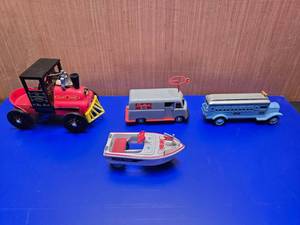 lot 30 image: Lot of 4 Hallmark Kiddie Car Classics Diecast Pedal Car Train & Sidewalk Cruisers