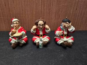 lot 67 image: Set of 3 Hallmark Three Stooges Christmas Ornaments