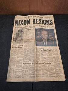 lot 73 image: August 9, 1974 Fort Worth Star Telegram Covering Nixon Resignation