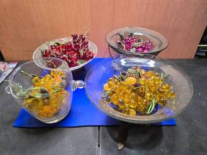 lot 110 image: Lot of Decorative Grapes w Containers