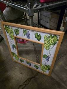 lot 277 image: Hand Painted 23 x 23 Tile Wall Mirror, Graoe Themed