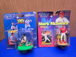 lot 331 image: Lot of 2 Starting Lineup Mark McGwire MLB Figures On Card