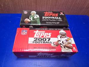 lot 371 image: Topps 2007 NFL Card Set & Topps 2008 NFL Card Set.  Open Boxes.  Unknown if complete.