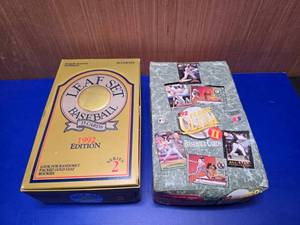lot 379 image: Box of Leaf 1992 Baseball Cards (36 Packs Per Box, 15 Cards Per Pack) & 1992 Fleer Ultra Baseball Cards (36 Packs Per Box, 15 Cards Per Pack)
