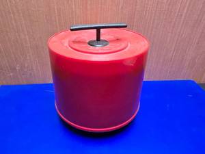 lot 447 image: Vintage Red Tote 45 Case Full of 45 RPM Vinyl Records.  See Pics For Titles