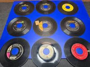 lot 454 image: Large Lot of Approx 108 45 RPM Vinyl Records.  See Pics For Titles