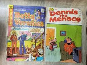 lot 13 image: 2 COMICS.  BETTY AND VERONICA 1974, DENACE THE MENACE 1977