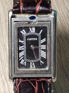 lot 28 image: CARTIER TANK BASCULANTE WATCH STAMPED 18K ON BACK
