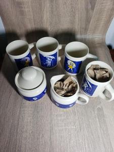 lot 39 image: VINTAGE MORTON SALT COFFEE CUPS, SUGAR, CREAMIER CONTAINERS