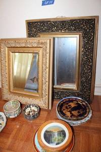 lot 111 image: Wall art wall mirrors, souvenir plates and bowls