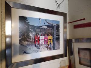 lot 180 image: Chrome frame wall art 34x28