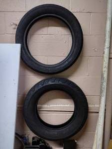 lot 182 image: Tires - Dunlop D404F - 12090-17, and 17080-15