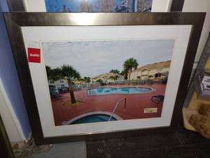 lot 186 image: Chrome frame wall art - 2 total- (1) 34x28, and (1) 33x27