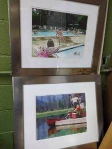 lot 198 image: Chrome frame wall art 34thick x 23 x 20 -2 total
