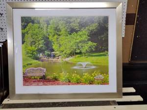 lot 203 image: Chrome frame wall art - 33x38.5