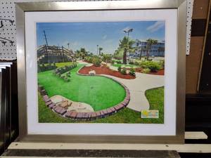 lot 204 image: Chrome frame wall art - 33x38.5