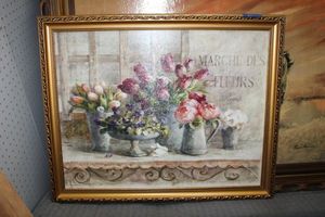 lot 209 image: Framed wall art with flowers - 30x24