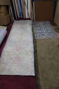 lot 217 image: Two Area rugs - (1) runner 2x7 with rubber backing, and (1) small rug 23x39