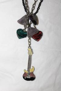 lot 276 image: Enamel fashion jewelry guitar pendant necklace