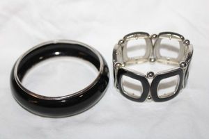 lot 311 image: Enamel fashion jewelry black bracelets
