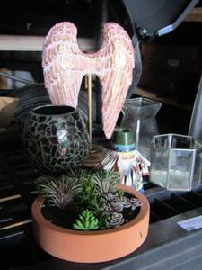 lot 57 image: Faux plants,  Wings, Vase,