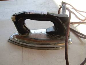 lot 27 image: metal iron with handle and cord toastmaster automatic electric iron model 4A4